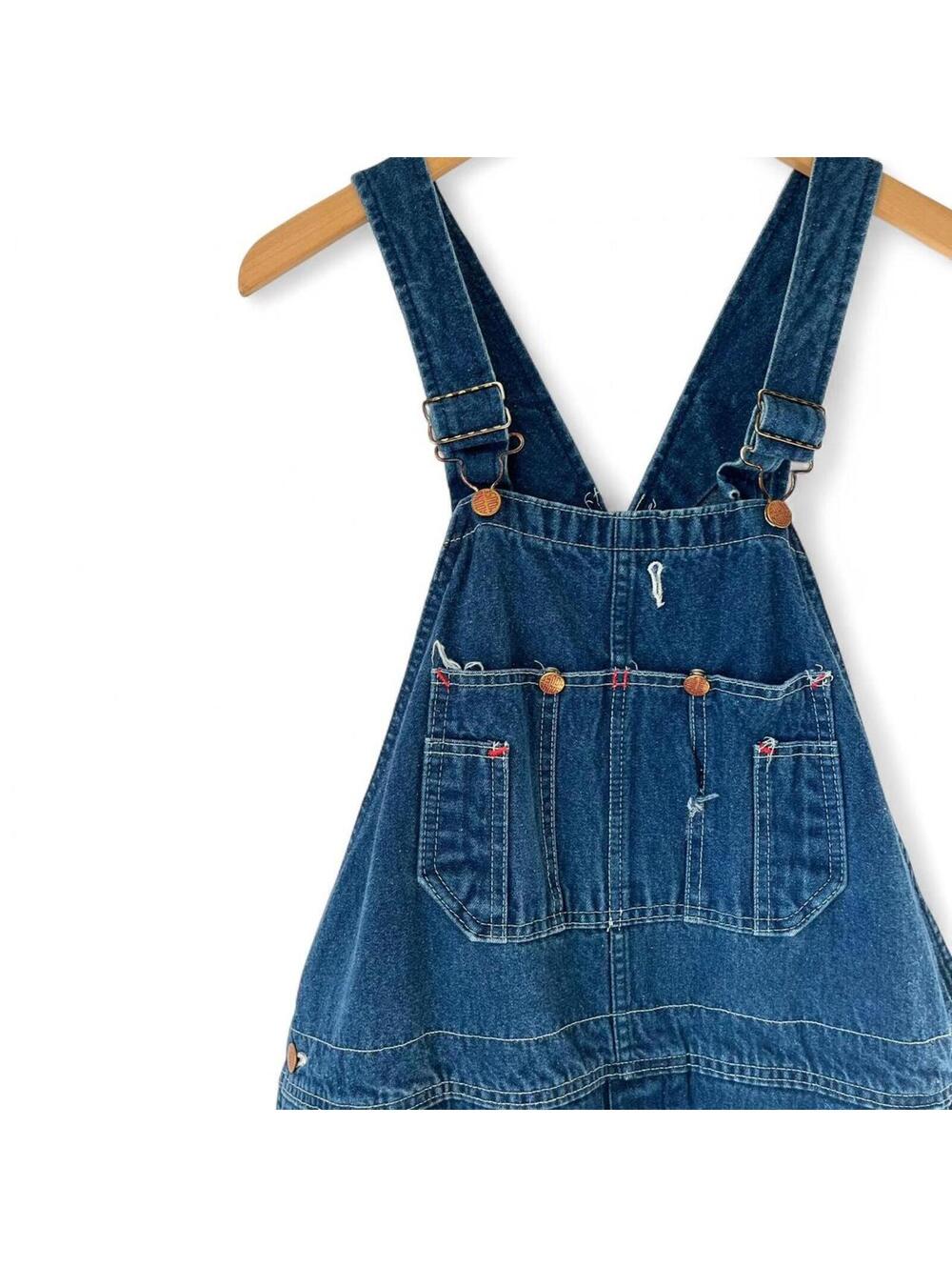 Vintage Round House Denim Overalls with Front Pocket